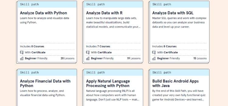 Skill Paths on Codecademy's platform
