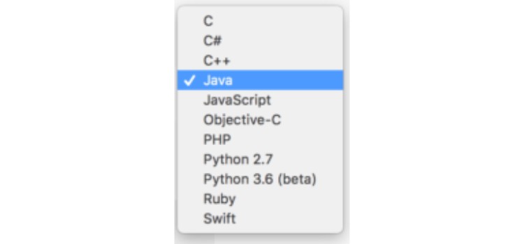 Coding languages offered in Interview Cake