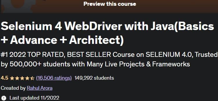 Udemy Selenium Webdriver Course