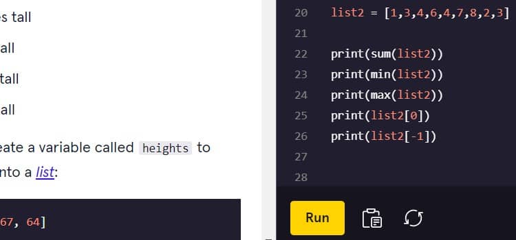 Codecademy's integrated code editor
